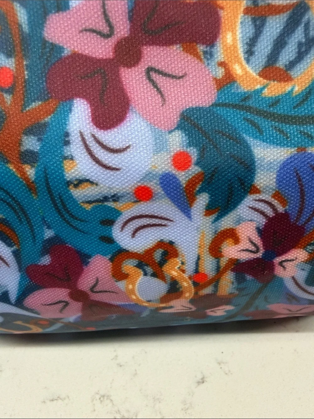 Catchfly Studio Floral Teal Wristlet Cosmetic Pouch with removable strap